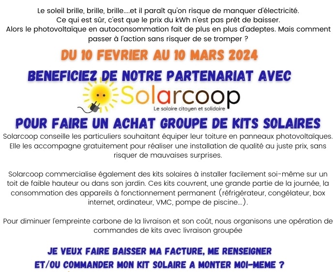 Grande opération d achat groupé de kits solaires